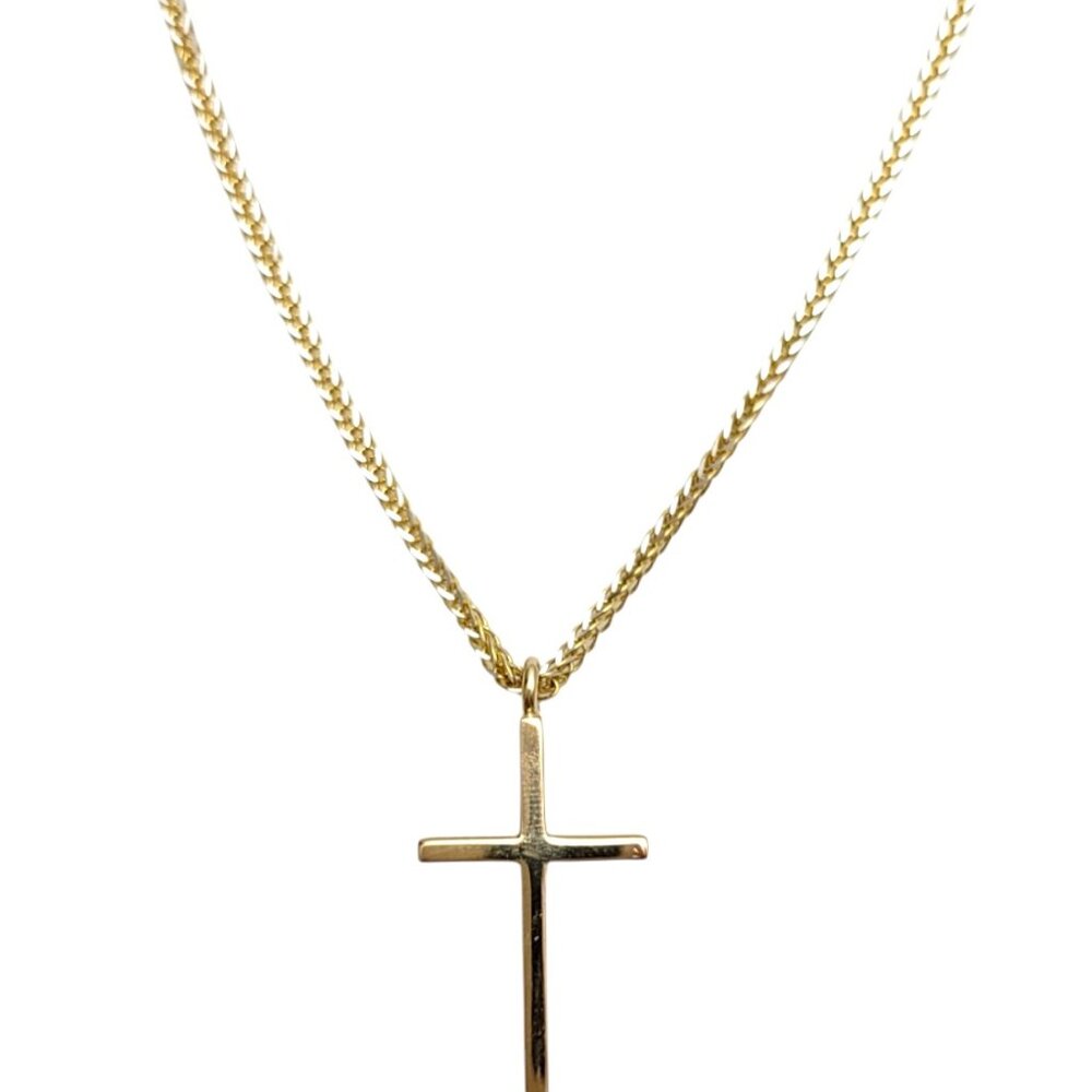 14K Yellow Gold Cross Pendant Necklace #19832